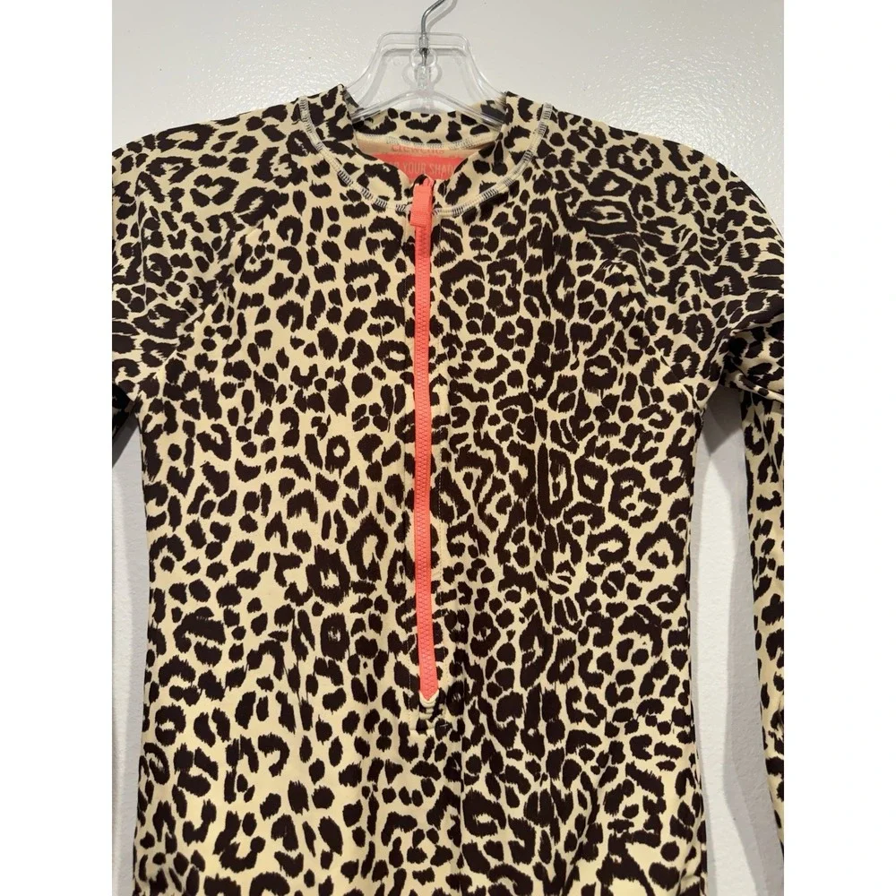 Crewcuts Long Sleeve Swimsuit Girls Size 14 Leopard Print Rashguard Vacation UPF